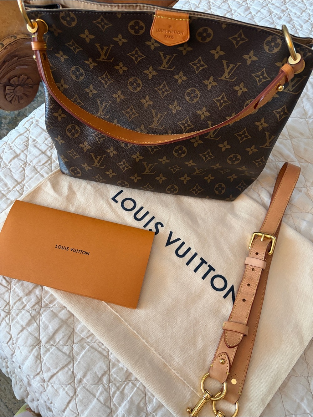 Louis Vuitton Graceful PM Brown Monogram Canvas Shoulder Tote with Vachetta Trim